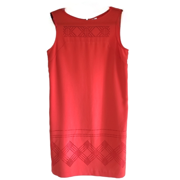 Julia Jordan Orange Laser Cut Shift Dress Size 10 - Picture 2 of 9